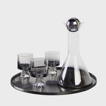 歐式創意家用水晶玻璃煙灰色醒酒器紅酒裝飾酒瓶酒具擺件酒壺套裝