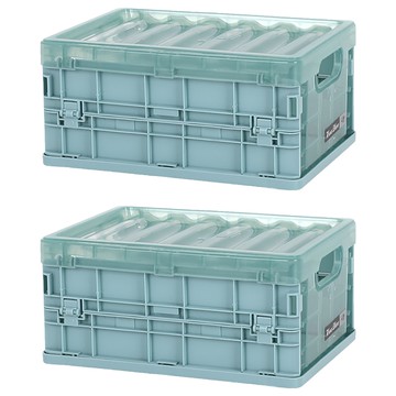 小麥購物 輕收納整理箱 中  藍色  2個  30 x 22 x 14.5cm