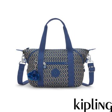 Kipling 藍米格紋手提側背包-ART MINI