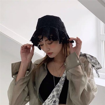 漁夫帽盆帽-蕾絲網紗鏤空薄款女帽子2色73xu4【獨家進口】【米蘭精品】