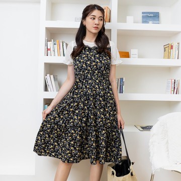 【MEDUSA】假兩件式小碎花洋裝(M-L) | 休閒洋裝 碎花洋裝