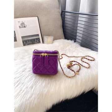 小香風包包紫色包小香風女包小香小金球包菱格鏈條包小香風盒子包