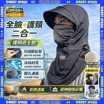 【狂速】無包裝隔日到 防曬頭套 防曬口罩 冰絲涼感抗UV面罩 涼感頭套 騎車全臉護頸遮陽口罩 防紫外線 防曬面罩 夏季