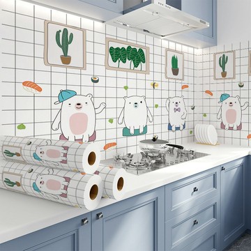 防油貼紙 自黏壁紙 防油壁貼 加厚廚房防油貼紙防水牆面耐高溫油煙機櫃灶台用牆壁裝飾牆貼自黏耶誕節