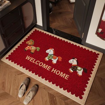 新川 80cm*120cm地墊 馬年喜慶可愛入戶門墊 多款式可選