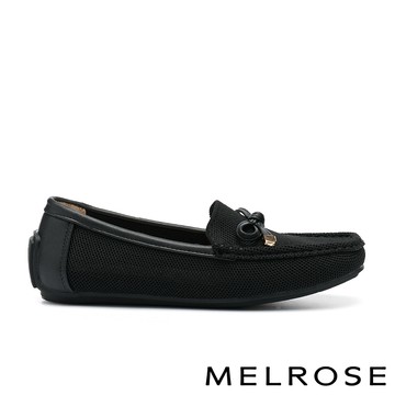MELROSE 美樂斯 復古品味蝴蝶結飛織布樂福平底鞋－黑 【 26S045 】