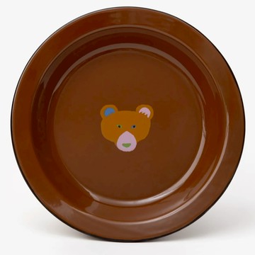 韓國 WARMGREY TAIL 琺瑯餐盤 大頭熊 可可