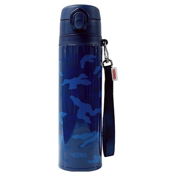 THERMOS 膳魔師不鏽鋼真空彈蓋式保溫杯 JNT-552 附帶方便揹帶  迷彩藍  550ml  1個