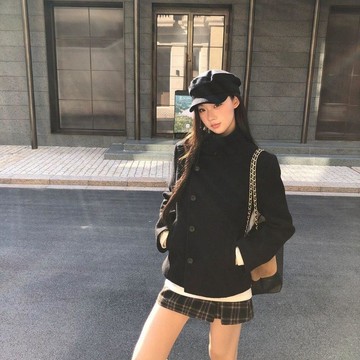 『ATC』小個子秋裝女毛尼大衣女款2026新款秋冬黑色呢子保暖短款毛呢外套