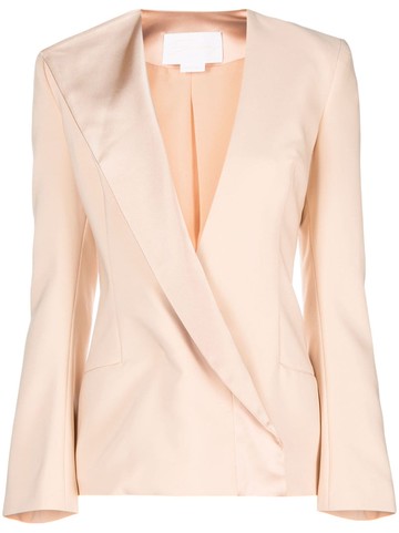 Genny - single-breasted asymmetric-lapel blazer - women - Elastane/Polyester/Polyester - 40 - Neutrals