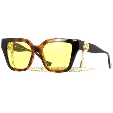 Gucci 古驰 女士太阳镜哈瓦那/黑/黄 GG1023S-004