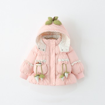 2025年冬季新款口袋小兔蝴蝶結手塞棉棉衣 女童加絨加厚小棉衣 鑫弘-萌寶童裝可開發票