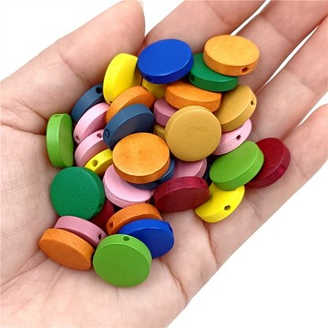 【DIY手作材料】彩色原木片 穿孔珠 飾品 耳環 吊飾 圓形片木珠