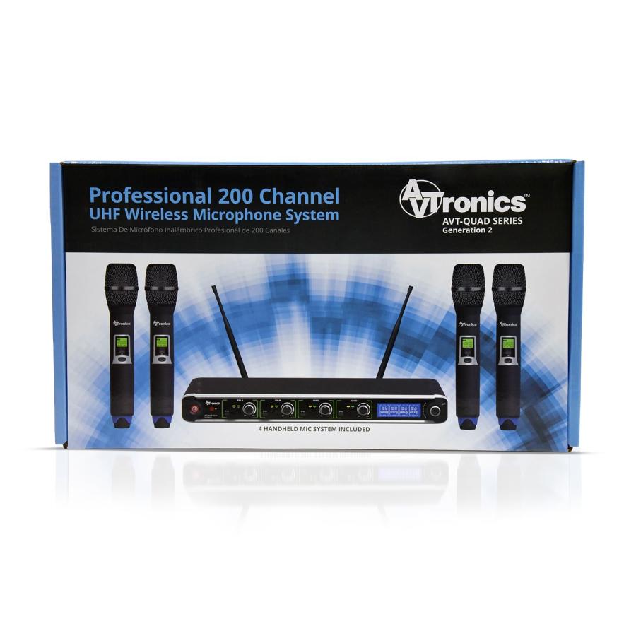 Avtronics Professional Wireless Microphone System with Handheld Dynamic Microphones, 200 Channels Uhf Wireless Mic with LCD Display, Karaoke for Eve