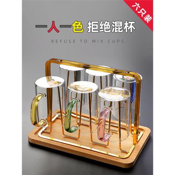 玻璃杯套裝帶把手家用喝水杯子高硼硅耐高溫牛奶待客杯客廳泡茶杯