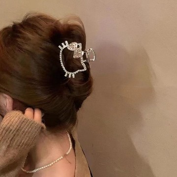 Kitty抓夾🎀 金屬閃鉆HelloKitty抓夾凱蒂貓水鉆發抓鯊魚夾盤發夾子后腦勺發飾