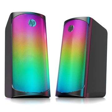 hp 惠普 多媒體揚聲器 時尚顏值 立體環繞音效 63mm全頻揚聲器單元  DHE-6004  七彩光效 黑色  1組