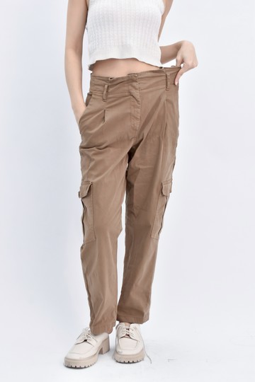 (XL) iblues高腰棉質素面棕色長褲