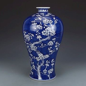 大清康熙青花冰梅梅瓶仿古瓷器古董古玩包老保真收藏真品手工擺件