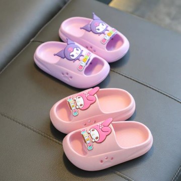 三麗鷗卡通時尚女孩卡通室內厚底防滑學生踩屎感可愛姐妹兒童拖鞋