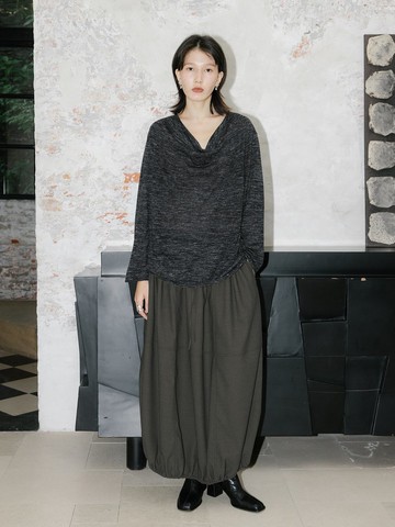 法式復古 / 蕩領毛織上衣 慵懶風毛衣