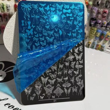 💗台灣出貨💗美甲新款鋼板 轉印蝴蝶花卉模板 蕾絲法式印花模具 指甲圖案 印章工具 diy轉印鋼板 印花模版 印花鋼板