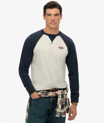 Superdry Men's Vintage Athletic Baseball Top Grey Size: M