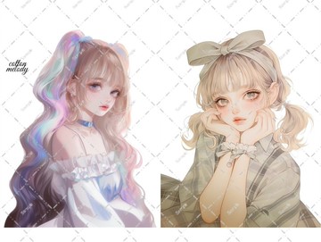 original sticker no.6345 人物貼紙 原創貼紙 人物貼紙 女孩貼紙 原創人物貼紙