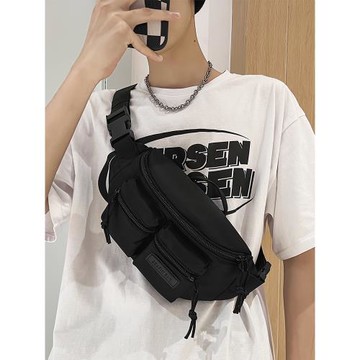 男士包包黑色新款胸包ins潮牌運動潮流街頭小背包工裝單肩斜挎包