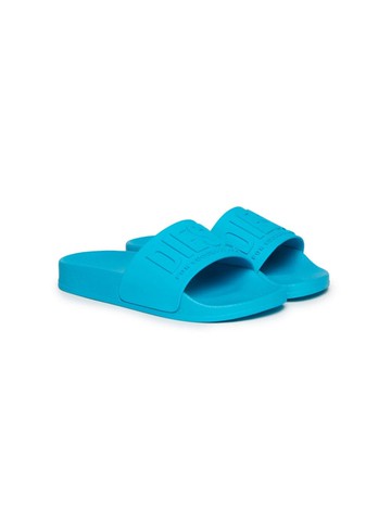 Diesel Kids - Sa-Mayemi logo-embossed slides - kids - Bio Polyurethane/Rubber/Polyurethane - 35 - Blue