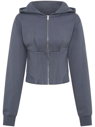 Dion Lee - corset-bodice organic cotton hoodie - women - Organic Cotton - 6 - Grey