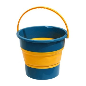 易收好提耐高溫折疊水桶泡腳桶 大號  1個  藍黃色