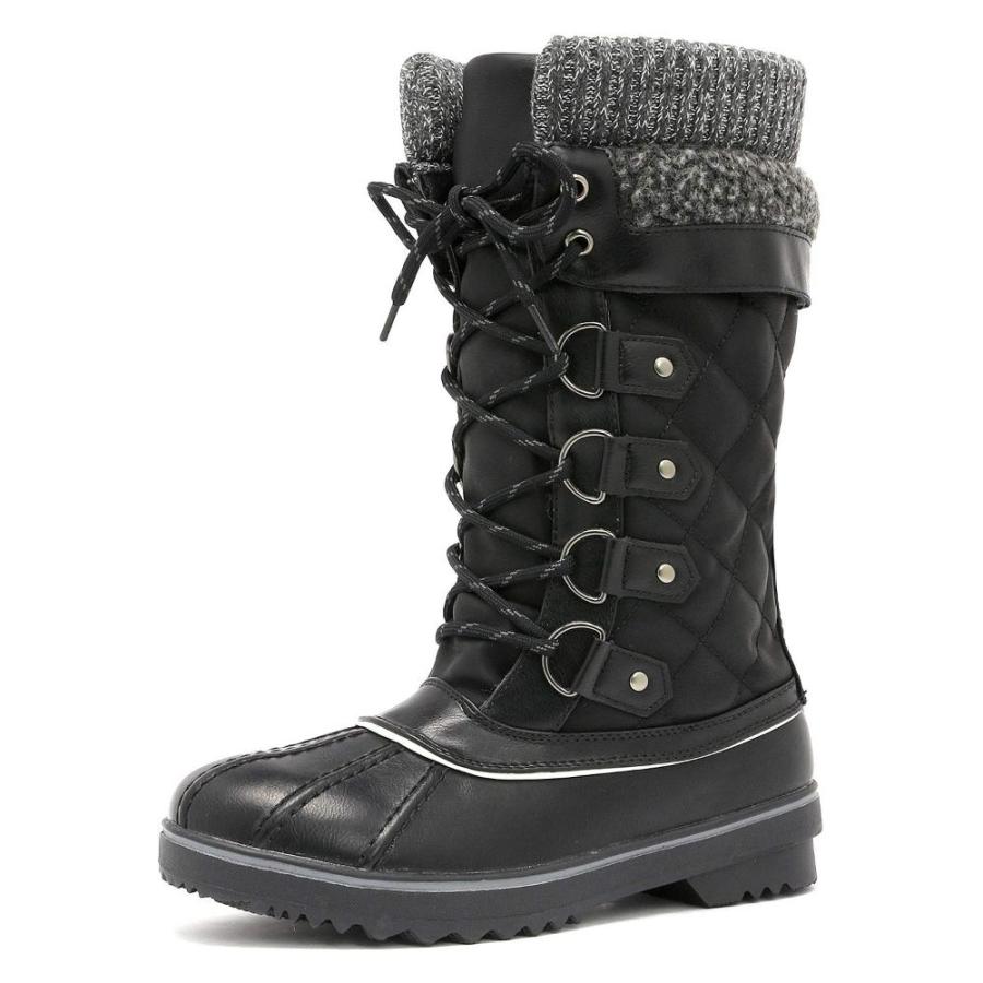 DREAM PAIRS Women's Monte_02 Black Mid Calf WaterProof Winter Snow