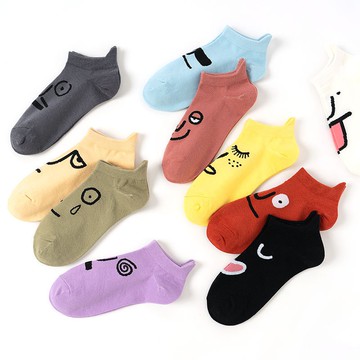 大唐襪業 D391創意款短襪隱形襪船襪個性搞怪表情透氣男女襪子低幫淺口船襪