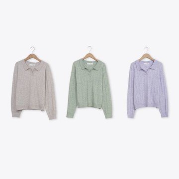 【Dailo】休閒麻花POLO領針織上衣 白 綠 紫(魅力商品)