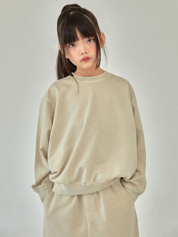 Oversized Cotton Polyester Pigment Sweatshirt [Beige] (S-JM)