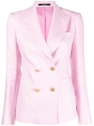 Tagliatore - double-breasted linen blazer - women - Linen/Flax/Cupro - 42 - Pink