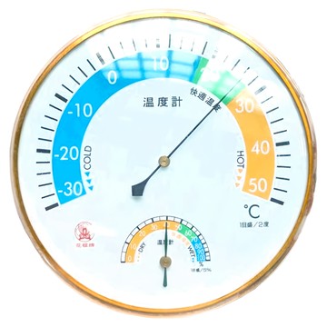 花蝶牌 JD-I-93 溫濕度計 SK-502 鋁殼指針 壁掛式/屋內用 直徑15 x 3cm  1個  白色 + 金色