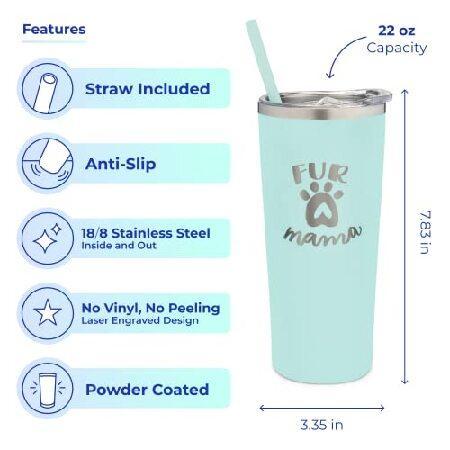 Fur Mama Insulated Stainless Steel Tumbler with Lid and Straw Personalized Insulated Travel Mug for Wine, Coffee, Water Dog Mom Gift（並行輸入品）