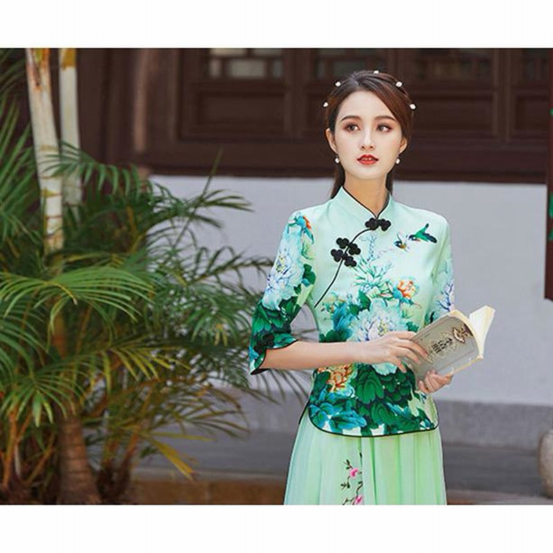 チャイナ服 トップス ★chaiは最大ポイント3倍★ 五分袖 民族衣装風 凝った刺繍 チャイナシャツ 装飾トップス 普段着 二胡衣装 演奏会衣装 中国服 zh418 チャイナ服 トップス ☆chaiは最大ポイント3倍☆ 春夏 凝った