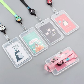 創意可伸縮卡套學生校園飯卡透明掛脖掛繩證件卡套公交車卡套工牌