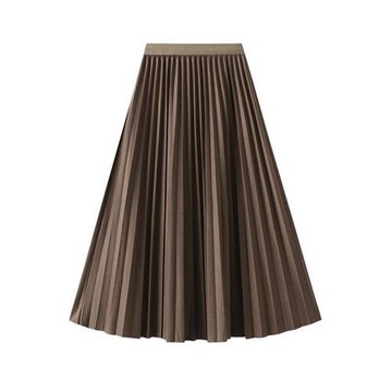 【米蘭精品】半身裙長裙-鬆緊風琴A字裙百褶裙女裙子3色74jc77
