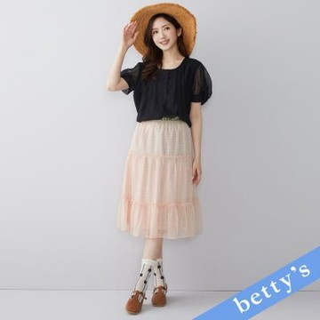betty’s貝蒂思　LOVE腰頭刺繡蕾絲蛋糕裙(粉色)