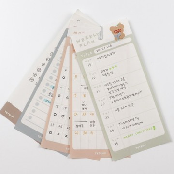 🇰🇷 韓國KKOBA 現貨 售完不補 TETEUM 眼鏡小熊 比熊犬 計畫表 週計畫表 to do list 便條紙
