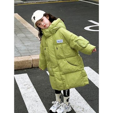 反季兒童中長款羽絨服洋氣寬松過膝加厚男童冬季中大童女寶寶外套