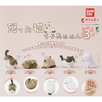 【日本正版】全套5款 憤怒的貓 P3 扭蛋 轉蛋 公仔 氣死貓了 生氣的貓 黑白貓 白貓 動物模型 BANDAI 萬代 - 775796
