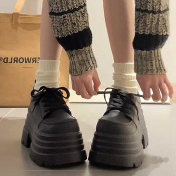春季新款英倫風增高小個子7cm厚底樂福鞋新品百搭淺口單鞋女鞋