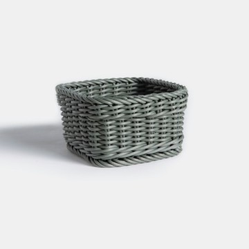 奧可利霧紋手工編織置物籃 方形深綠