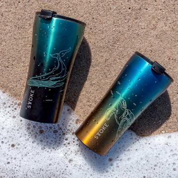 精品陶瓷隨行保溫杯 海洋限定版 12oz/350ml ( 2色任選 ) 防漏杯蓋2.0 鯨魚