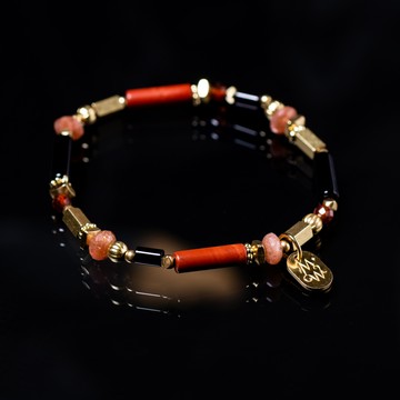 鳥居的祝福 // C1364黑瑪瑙紅碧玉手鍊
